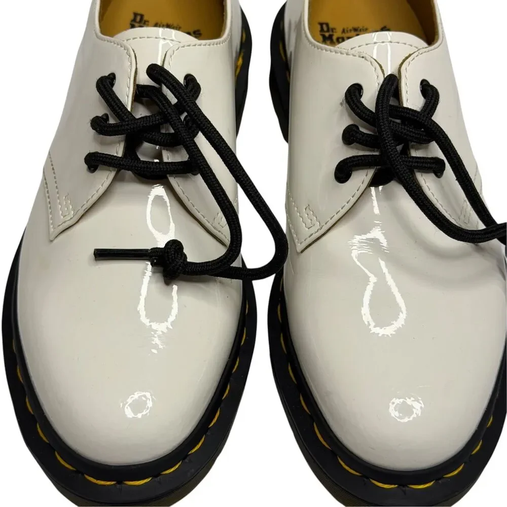Dr Martens Patent Leather Loafers Shoes Women White Black 6 NWOT